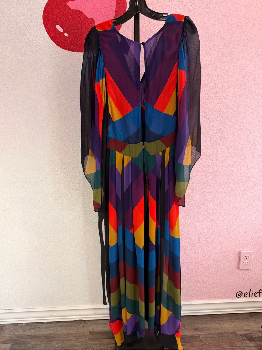 FARM Rio Magic Stripes Multicolor Deep V Maxi Dress Size Large - Picture 4 of 7